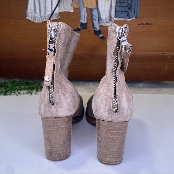Rag & Bone Suede Stack Heel Ankle Boots in Taupe Beige Size 38 Made in Italy - Picture 6 of 10